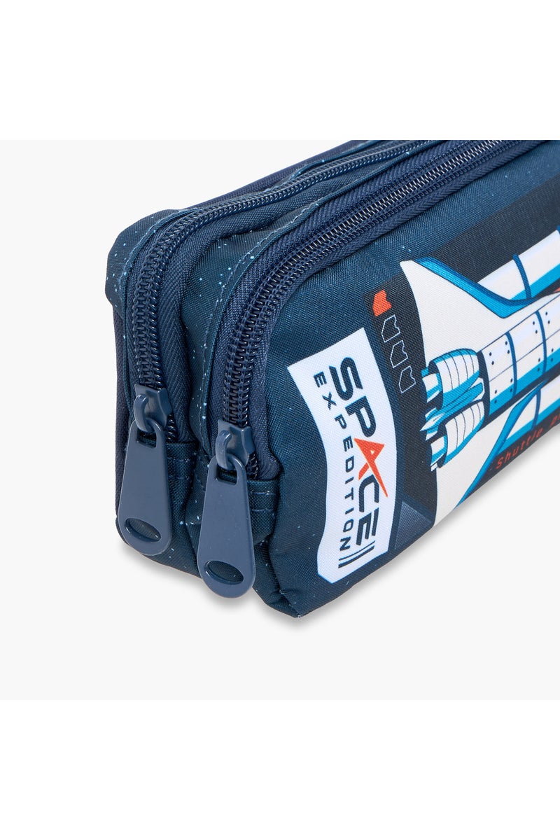 Must Space Rocket Print Pencil Pouch with Zip Closure - Image 3
